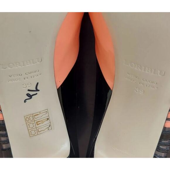 LORIBLU Made in Italy Sz 39 (US 8.5) Patent Leather Platform Pumps Salmon Black - Picture 11 of 12